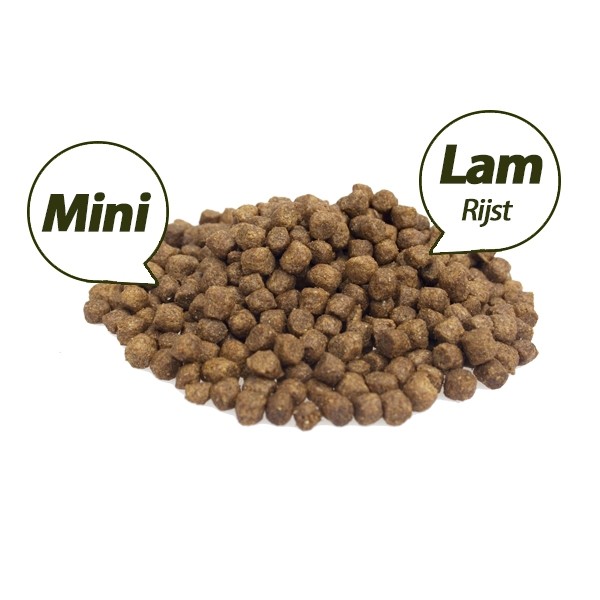 Met bloed bevlekt hart Blij Superieur (Premium) Mini Lam & Rijst - Krokante Brokken - hondenvoer